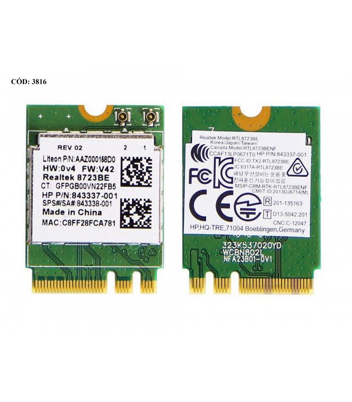 WI-FI M.2 NGFF 2230 REALTEK RTL8723BE 1X1 WIFI + BT 4.0 / 855106-855 843337-001 ORIG.