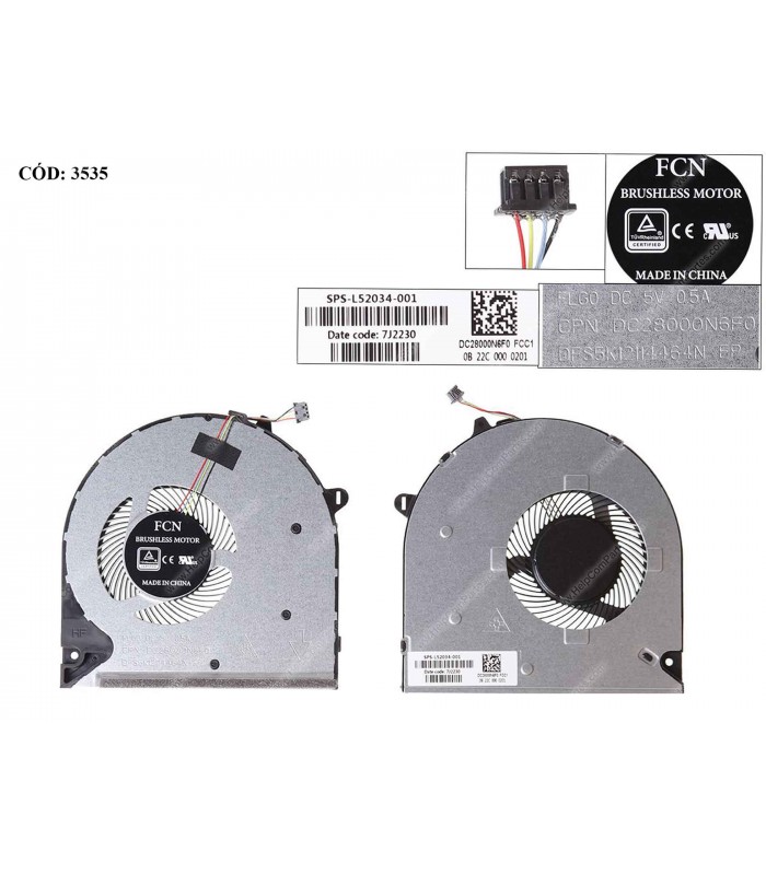 VENTI. HP 15-GW 15-DW 15-DU 15T-DW 15Z-GW 15S-DY 15S-DU 15S-DW 15s-DR 15S-GR SERIES L52034-001 4PIN ORIG.