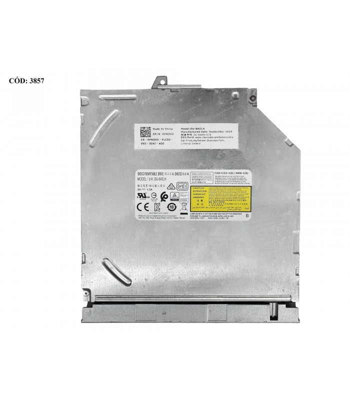 ODD DVD-WRITER. 9.5mm DELL DVD+RW DU-8A5LH SATA SLIM + BEZEL SLV INTERNO 0PNDVV ORIG. (DS)