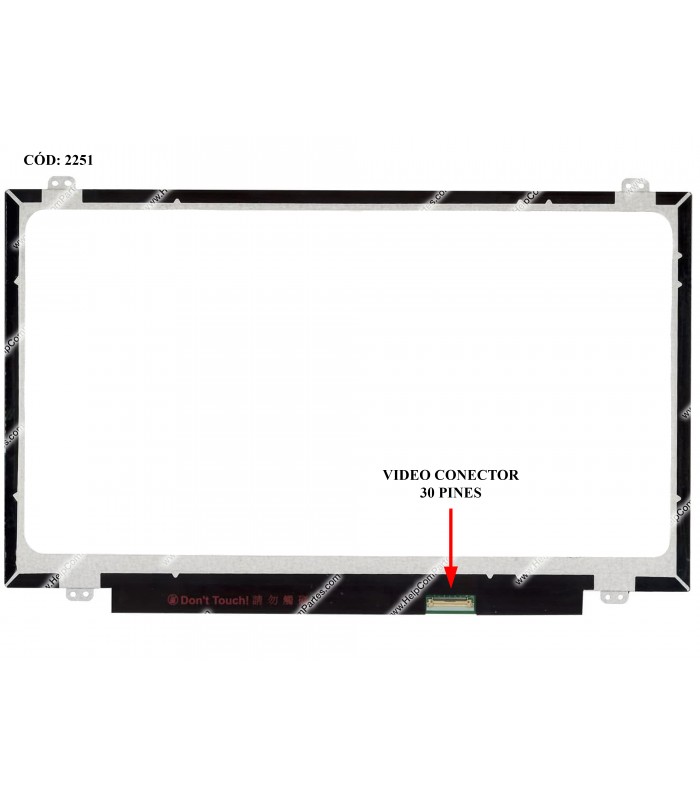 DISPLAY 14.0" 30PIN WLED SLIM WXGA HD (1366x768) MATTE 60HZ eDP VC.D PCBA FLAT SEG. U/D BRACKET/ L23210-001