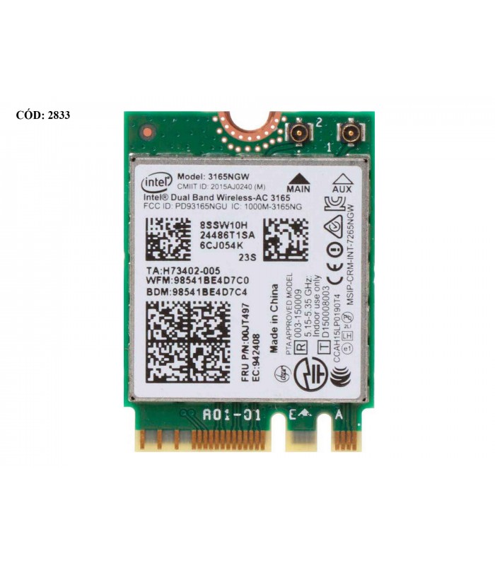 WI-FI M.2 NGFF 2230 INTEL DUAL BAND AC 3165 BT 4.0 3165NGW 0MHK36 ORIG.