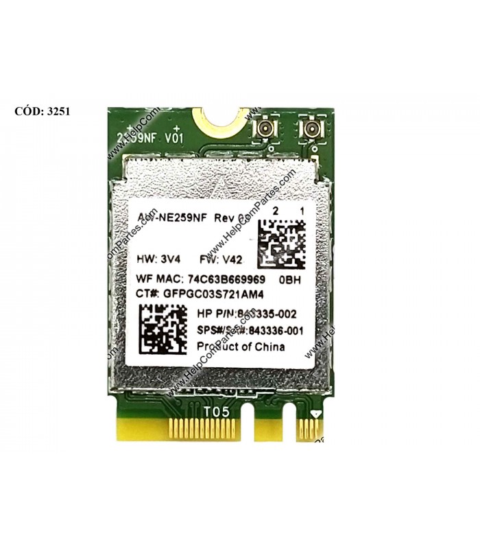 WI-FI M.2 NGFF 2230 REALTEK RTL8188EE 802.11 B/G/N 1×1 WIFI / HP 15-BA 17-X 15-AY 14-AM 14-AN 250 G5 SERIES 857334-855 ORIG.