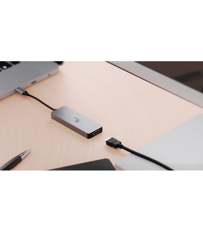 ADAPTADOR XTECH XTC-564 5-en-1 USB-C A 1X HDMI 4K /1X USB-A /1X USB-A 3.0 /1X R SD /1X R MSD/5Gbps/ 17cm / PLATEADO