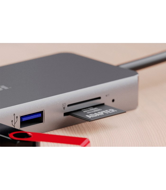ADAPTADOR XTECH XTC-564 5-en-1 USB-C A 1X HDMI 4K /1X USB-A /1X USB-A 3.0 /1X R SD /1X R MSD/5Gbps/ 17cm / PLATEADO