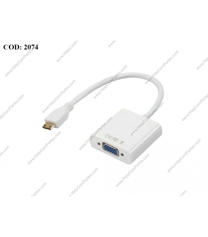 ADAPTADOR MINI HDMI A VGA HDTV HEMBRA/ 1080P PC BLANCO