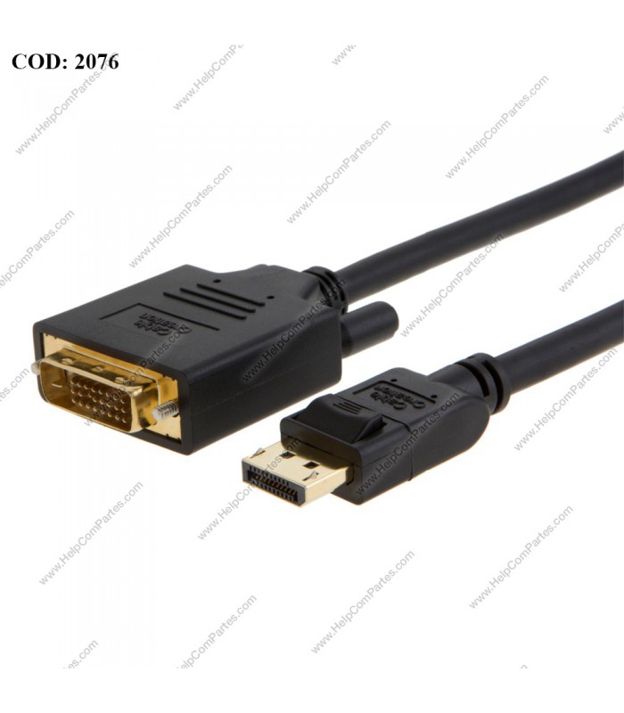 CABLE DP A DVI LAPTOP/TV/PC 1.8M NEGRO