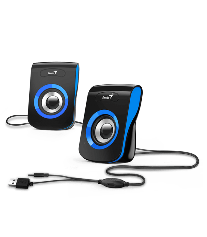 PARLANTES GENIUS SP-Q180 AZUL 6W CTRL VOL.CONECTOR USB Y 3.5mm X1