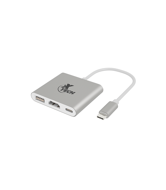 ADAPTADOR XTECH XTC-565 3-en-1 USB-C A USB-C 3.1 / HDMI 4K / USB-A 3.0 HEMBRA/  5Gbps/ 15cm / PLATEADO