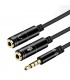 CABLE ADAPTADOR DE AURICULARES DE 3.5 MACHO A 2 HEMBRAS/ MIC-AUDIO