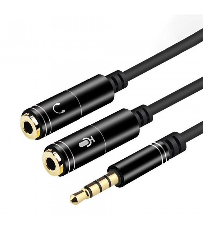 CABLE ADAPTADOR DE AURICULARES DE 3.5 MACHO A 2 HEMBRAS/ MIC-AUDIO