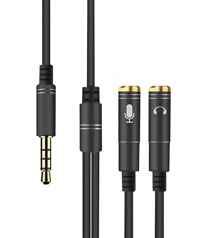 CABLE ADAPTADOR DE AURICULARES DE 3.5 MACHO A 2 HEMBRAS/ MIC-AUDIO