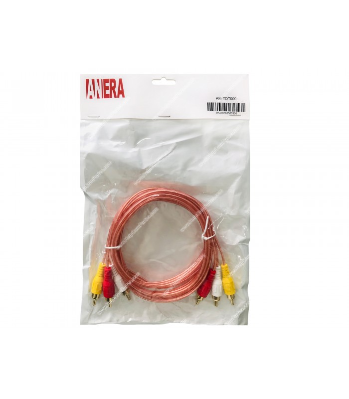 CABLE AUDIO Y VIDEO ANERA 3RCA A 3RCA TRANS 1.8MT