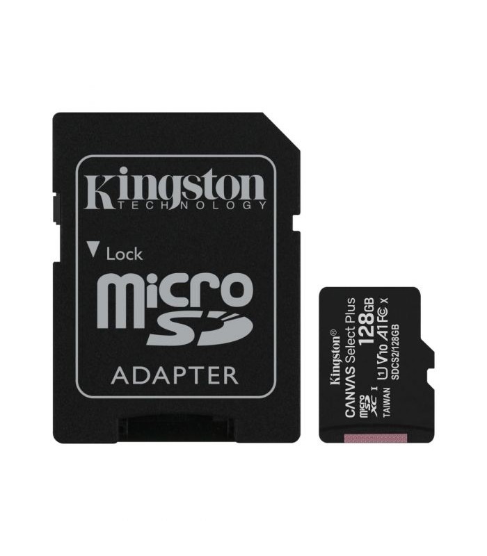 MICRO SD KINGSTON CANVAS SELECT PLUS 128GB  SDXC / R/100MB/S A1 + ADAPTADOR/ SDCS2/128GB