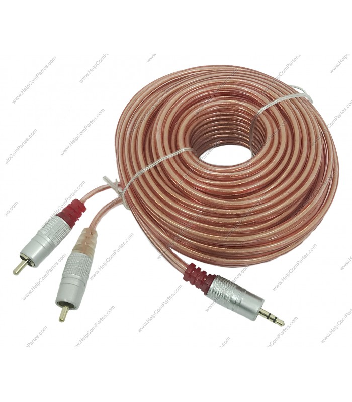 CABLE AUDIO AUXILIAR 10M TRANSPARENTE 3.5mm A 2RCA