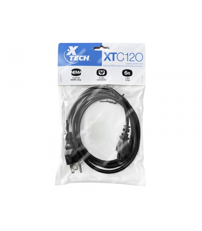 AC POWER CORD XTECH XTC-120 6FT/1.8M 110-250V US 3PRONG TREBOL BK