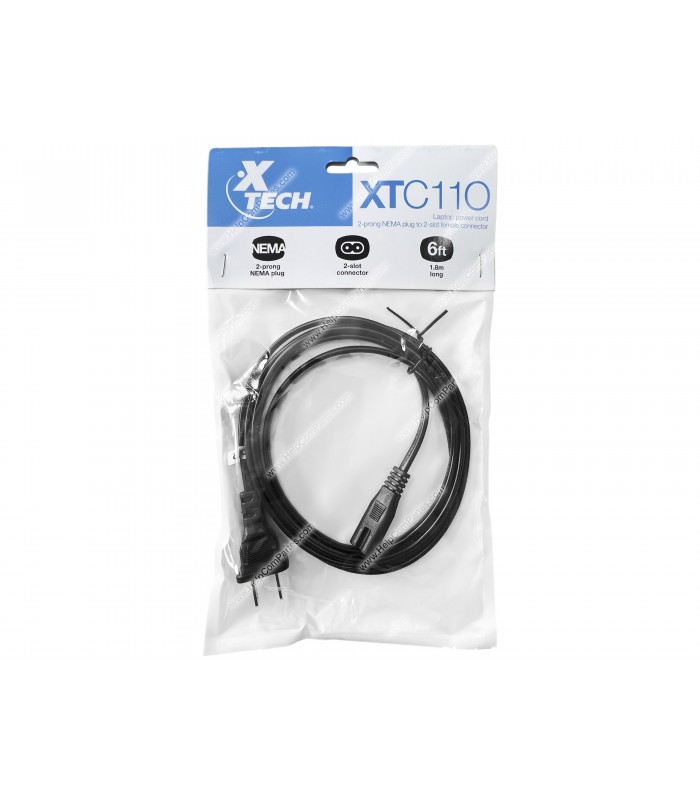 AC POWER CORD XTECH XTC-110 6FT/1.8M 110-250V US 2PRONG IMPRESORA BK