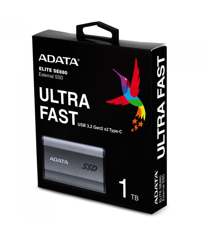 DISCO SSD EXTERNO ADATA ELITE SE880 1TB NEGRO USB 3.2 GEN2 X2 (MAX 20Gb/s) USB-C / USB-A 2000/2000 RW /AELI-SE880-1TCGY