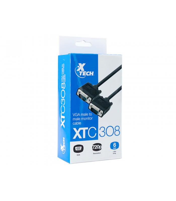 CABLE VGA A VGA XTECH XTC-308 VIDEO 1.8M 15PIN M/M NEGRO PC