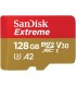 MICRO SD SANDISK EXTREME 128GB UHS-I 4K / C10 / U3 / V30 / A2 /4K /5K /R190MB/W90MB/S + ADAPTADOR /SDSQXAA-128G-GN6MA