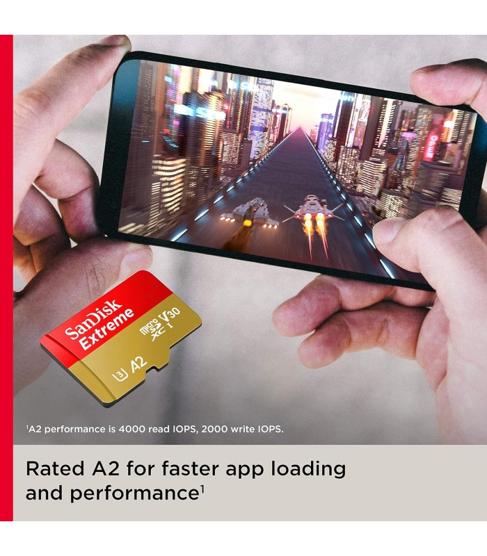 MICRO SD SANDISK EXTREME 128GB UHS-I 4K / C10 / U3 / V30 / A2 /4K /5K /R190MB/W90MB/S + ADAPTADOR /SDSQXAA-128G-GN6MA