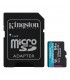 MICRO SD KINGSTON CANVAS GO PLUS 64GB UHS-I 4K / C10 / U3 / V30 / A2 /R170MB/W70MB/S + ADAPTADOR /SDCG3/64GB