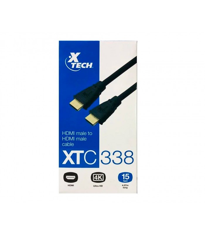 CABLE XTECH XTC-338 4.57M 15FT HDMI M/M 30AWG 4K NEGRO