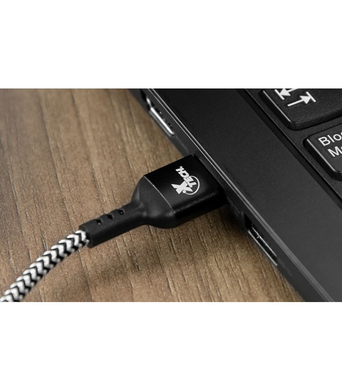 CABLE XTECH XTC-511 USB-A /M A USB-C /M 1.8M NEGRO Y BLANCO/ 3A 28AWG/ USB 2.0 480Mbps/
