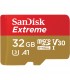 MICRO SD SANDISK EXTREME 32GB SDHC UHS-I 4K / C10 / U3 / V30 / A2 R100MB/W60MB/S + ADAPTADOR SDSQXAF-032G-GN6AA