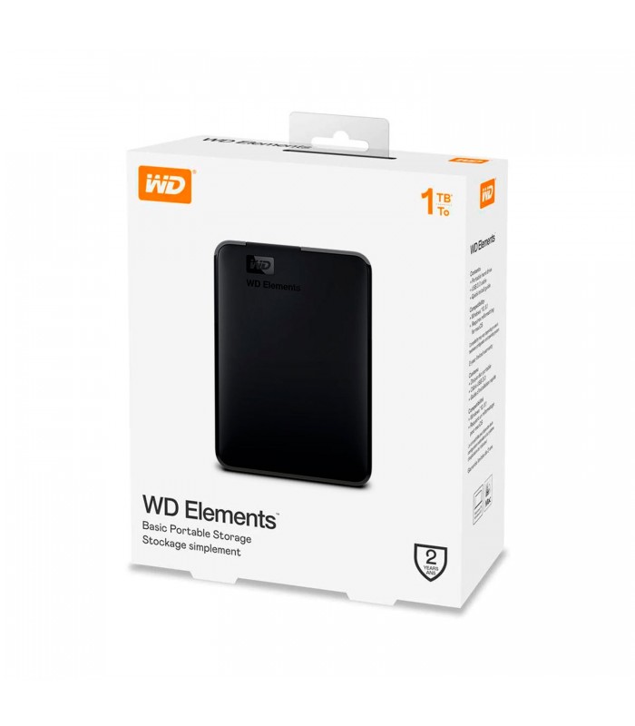 DISCO EXTERNO WD ELEMENTS 1TB 2.5" USB-A 3.0/3.2 GEN1 5Gbps / NEGRO / WDBUZG0010BBK-WESN