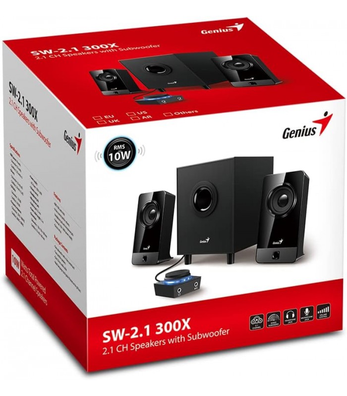 PARLANTES GENIUS SW-2.1 300X 2.1CH 10RMS 100~240V US MARRON + CTRL VOL. DUAL INPUTS