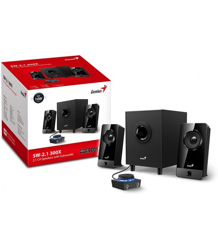 PARLANTES GENIUS SW-2.1 300X 2.1CH 10RMS 100~240V US MARRON + CTRL VOL. DUAL INPUTS