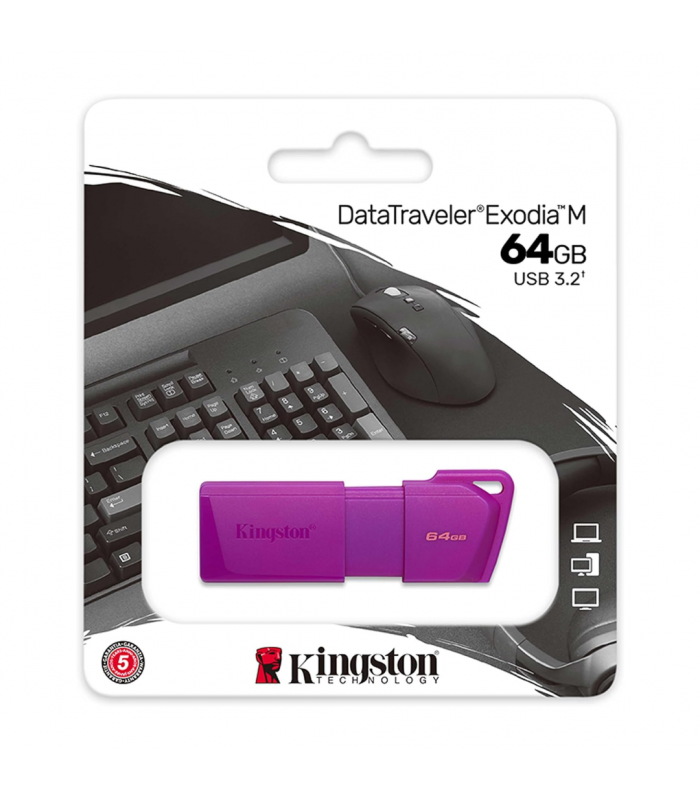 PEN DRIVE KINGSTON DT EXODIA M 64GB USB-A 3.2 Gen1 /3.1/3.0/2.0 /MORADO NEON/ KC-U2L64-7LP