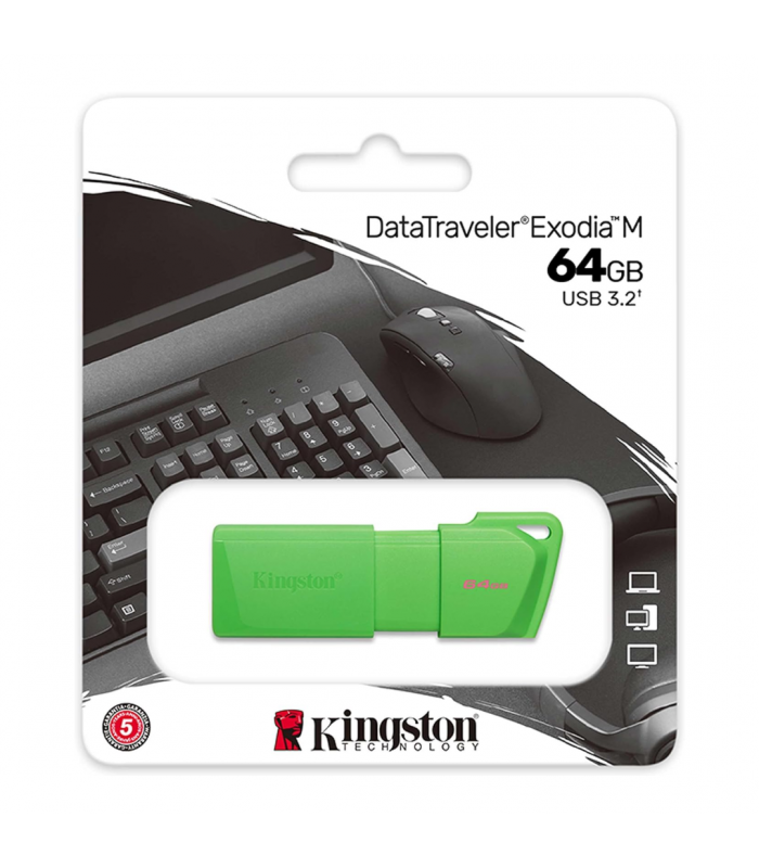 PEN DRIVE KINGSTON DT EXODIA M 64GB USB-A 3.2 Gen1 /3.1/3.0/2.0 /GREEN NEON/ KC-U2L64-7LG