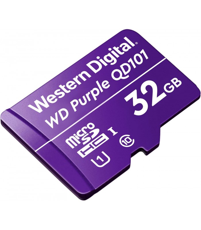 MICRO SD WD PURPLE ULTRA ENDURANCE QD101 32GB UHS-I 4K / C10 / U1 /3D NAND/ SDA 6.0/ 16TBW /24x7/NVR/SIN ADAP. /WDD032G1P0C