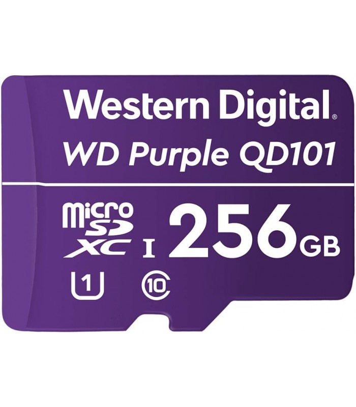 MICRO SD WD PURPLE ULTRA ENDURANCE QD101 256GB UHS-I 4K / C10 / U1 /3D NAND/ SDA 6.0/ 128TBW /24x7/NVR/SIN ADAP. /WDD256G1P0C