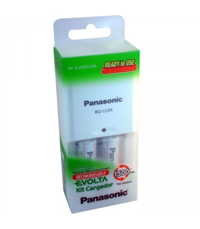 PILA PANASONIC REC EVOLTA AA 1.2V X2  BL/2  1100mAh KIT + RECARGADOR FOR AA o AAA HHR-3LVT BK-KJQ05L20L