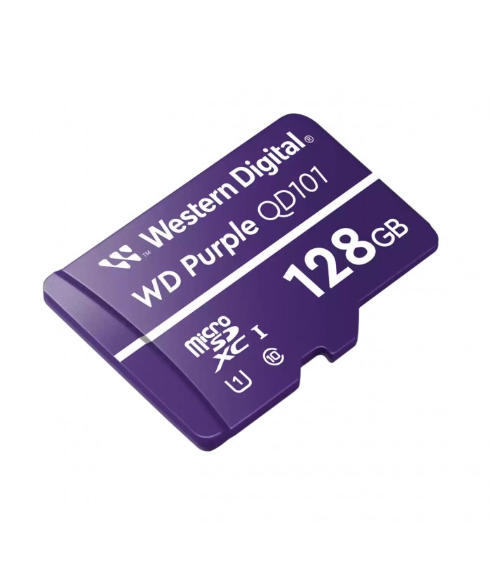 MICRO SD WD PURPLE ULTRA ENDURANCE QD101 128GB UHS-I 4K / C10 / U1 /3D NAND/ SDA 6.0/ 64TBW /24x7/NVR/SIN ADAP. /WDD128G1P0C