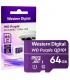 MICRO SD WD PURPLE ULTRA ENDURANCE QD101 64GB UHS-I 4K / C10 / U1 /3D NAND/ SDA 6.0/ 32TBW /24x7/NVR/SIN ADAP. /WDD064G1P0C