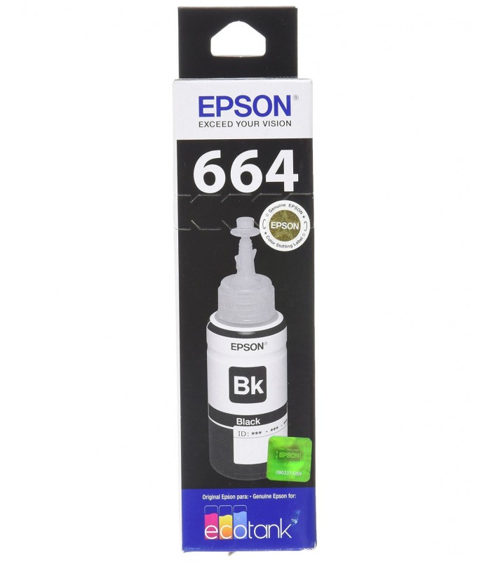 BOTELLA EPSON BK 664 T664120-AL L200 L210 L220 L380 L350 L355 L395 L555 L1455 L655 70ML 4000 PAG