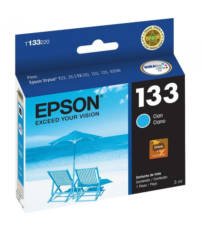 CARTUCHO EPSON T133220-AL 133 CY T22 T25 TX120 TX123 TX125 TX133v TX135 TX320F TX420W TX430W 355 PAG