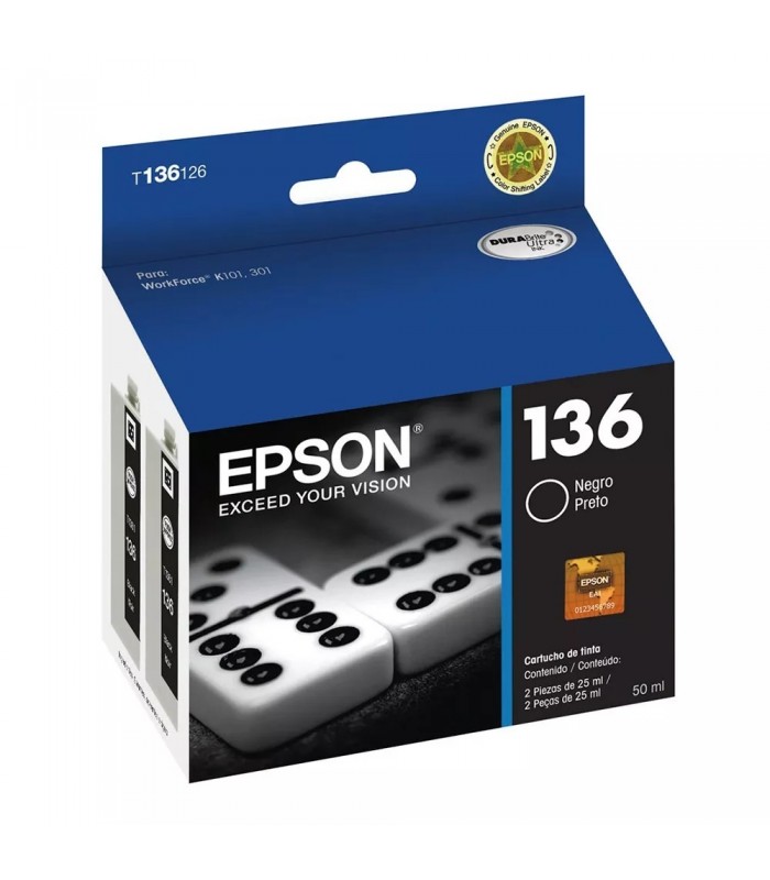 CARTUCHO EPSON T136126-AL 136 BK WORKFORCE K101 K301 2000PAG.